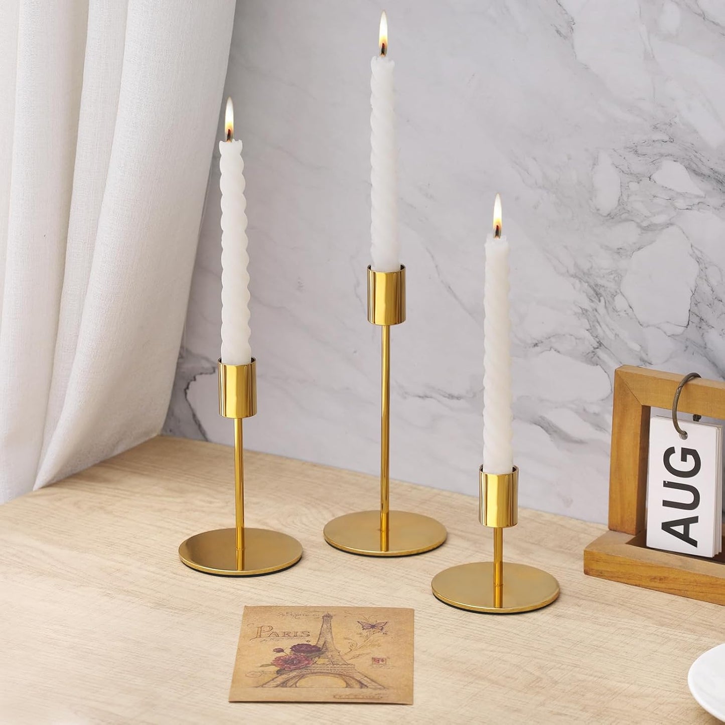 Set of 6 Black Candlestick Holders - Decorative for Home Decor, Wedding, Dining, Party, Anniversary
