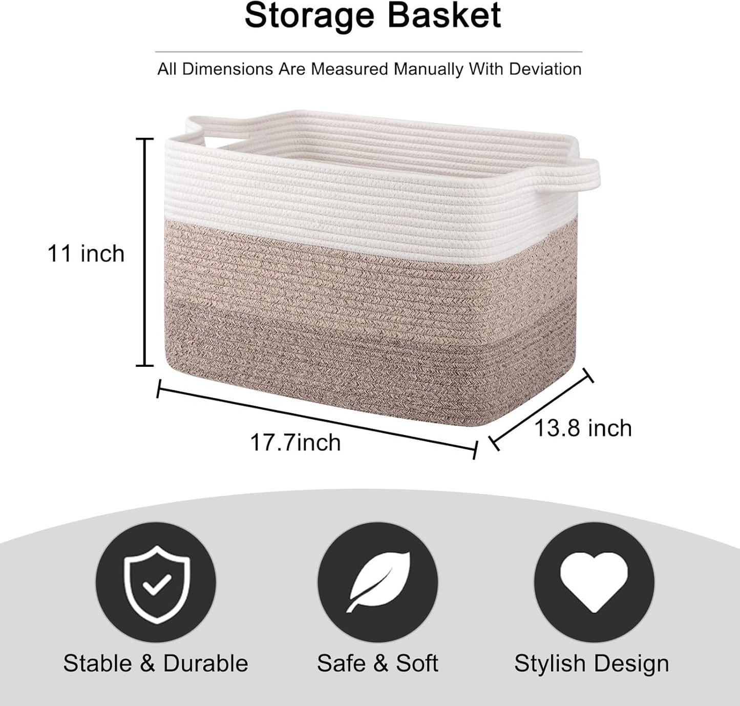 OIAHOMY Large Blanket Basket, 22”x17”x12” Rectangle Woven Baskets, Nursery Blanket Storage Living Room, Toy Storage With Handle, Large Baskets for Organizing-Gradient Yellow