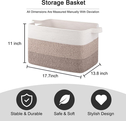 OIAHOMY Large Blanket Basket, 22”x17”x12” Rectangle Woven Baskets, Nursery Blanket Storage Living Room, Toy Storage With Handle, Large Baskets for Organizing-Gradient Yellow