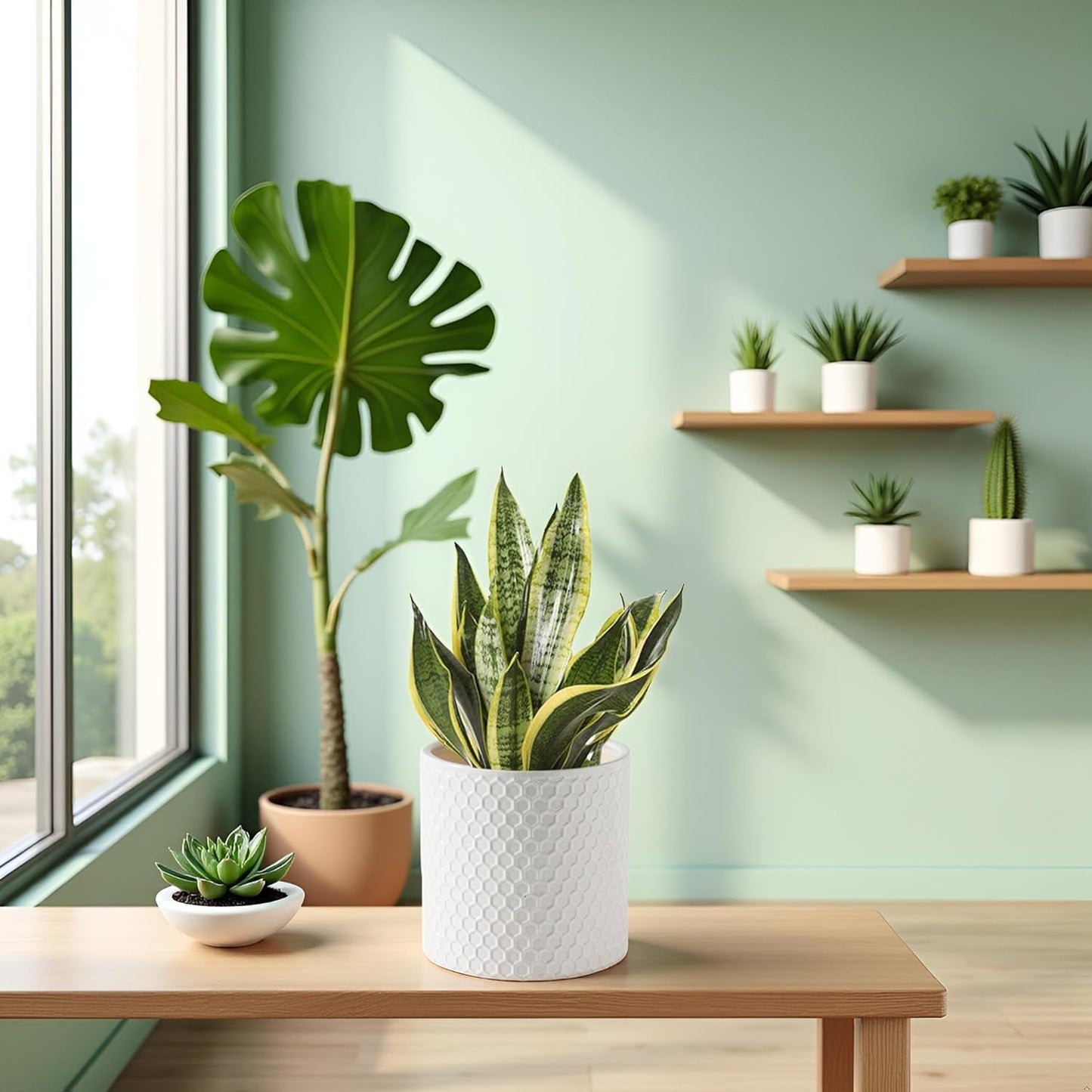 Docrin 3-Pack Ceramic Planters Set - 6.5"+5.3"+4" Dual-Tone Flower Pots with Drainage Holes, Modern Indoor Outdoor Planters for Succulents/Herbs/Large Plants, Home Office (Brownish Black & White)