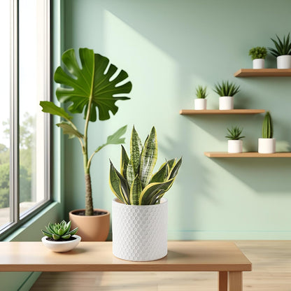 Docrin 3-Pack Ceramic Planters Set - 6.5"+5.3"+4" Dual-Tone Flower Pots with Drainage Holes, Modern Indoor Outdoor Planters for Succulents/Herbs/Large Plants, Home Office (Brownish Black & White)