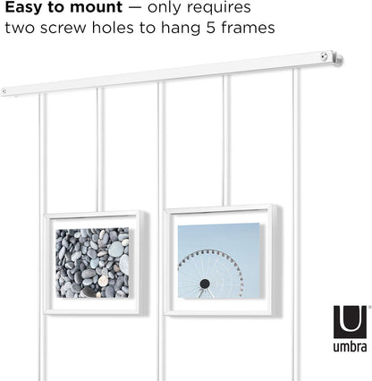 Umbra Exhibit Picture Frame Gallery Set, Adjustable Wall Collage Displays Nine Photos (Four 5x7" and Five 8x10"), Set of 9, Black