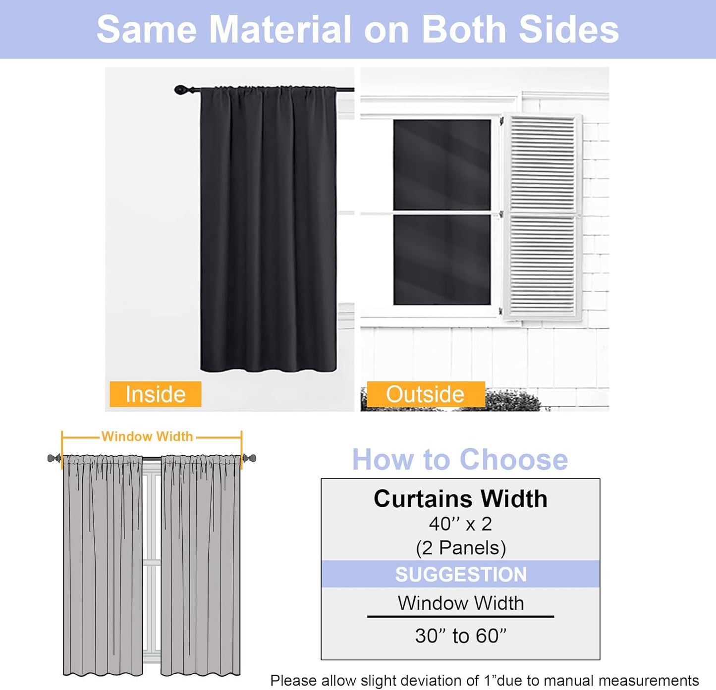 Simplebrand Ava Sage Green Blackout Curtains for Bedroom 63 Inch Length 2 Panels Set, Solid Thermal Insulated Energy Saving Rod Pocket Window Treatment Curtains Blackout Drapes, W40 x L63 Inch, Sage - Colors C