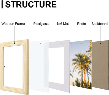 Vittanly 11x14 Picture Frame, Display Pictures 8x10 with Mat or 11x14 without Mat, Photo Frame for Wall Mounting, Black, 1 Pack - Colors A
