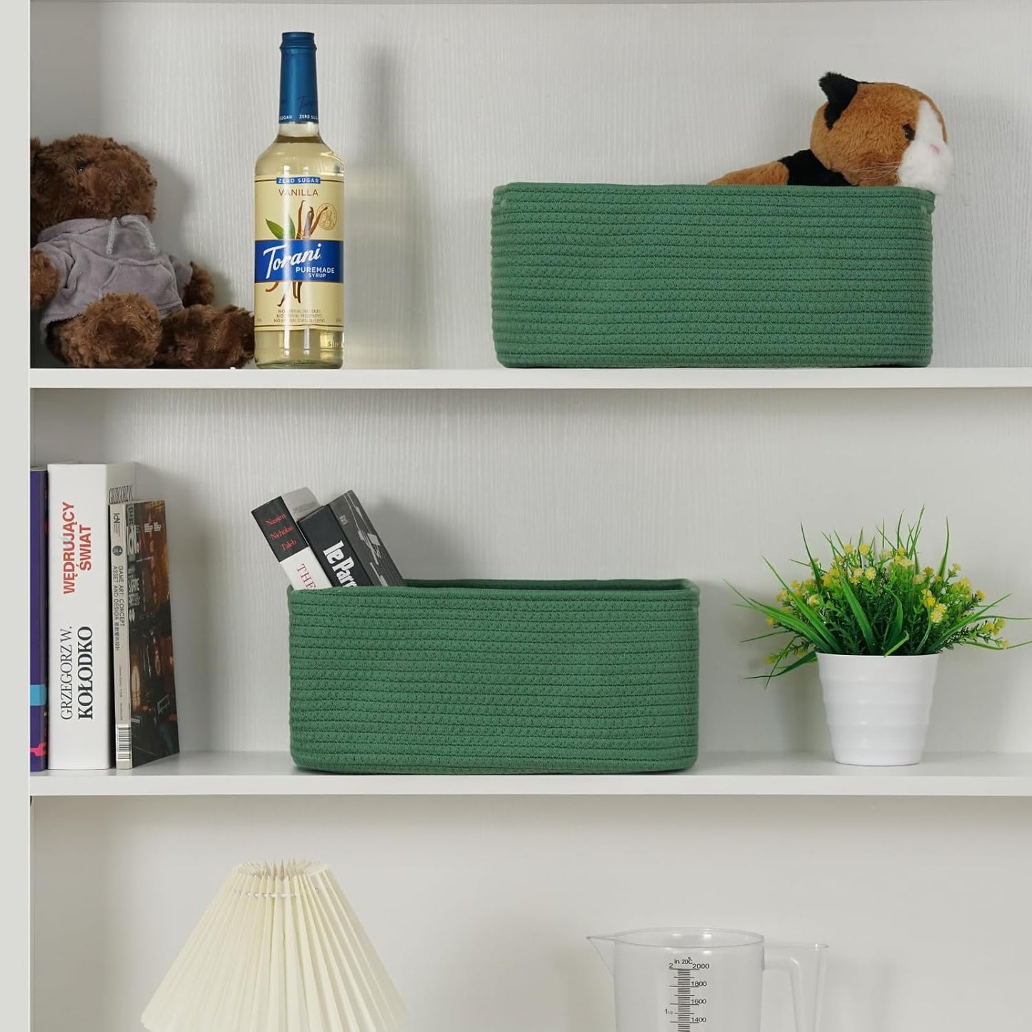 3-Pack Small Storage Baskets for Organizing | Woven Shelf Toy Basket | Rope Baskets for Gifts Empty | Closet Organizer Bins with Handles | Cube Decorative Box | 11.8×7.8×5.1” | Mixed brown