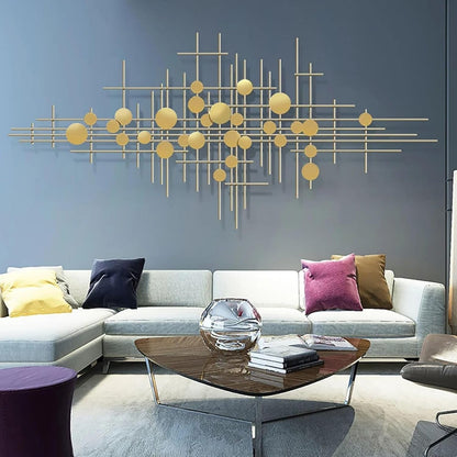 homary Large Metal Wall Art – 47.2" Modern 3D Abstract Geometric Overlapping Design, Iron Wall Decor for Living Room, Dining Room, Office