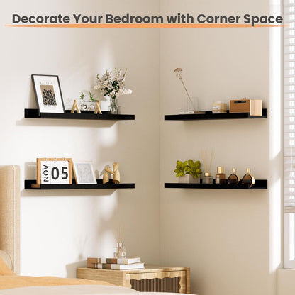 upsimples 6 Pack Wooden Floating Shelves, Wall Storage Decor Shelf for Bathroom, Bedroom, Living Room, Kitchen, Office and Laundry Room, Wall Mounted Display Hanging Shelf, Brown