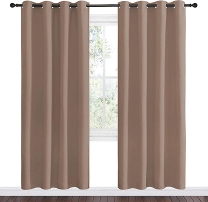 NICETOWN Halloween Pitch Black Solid Thermal Insulated Grommet Blackout Curtains/Drapes for Bedroom Window (2 Panels, 42 inches Wide by 63 inches Long, Black) - Colors D