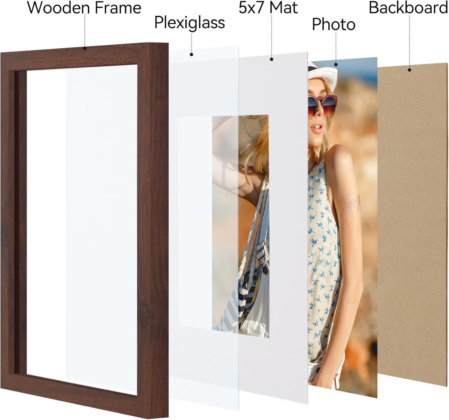 Vittanly 11x14 Picture Frame, Display Pictures 8x10 with Mat or 11x14 without Mat, Photo Frame for Wall Mounting, Black, 1 Pack - Colors B