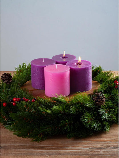 CANDWAX 3x4 inch Pillar Candles Set of 3 – Unscented Dripless Rustic Dark Blue Candles for Room Decor, Weddings, Centerpieces