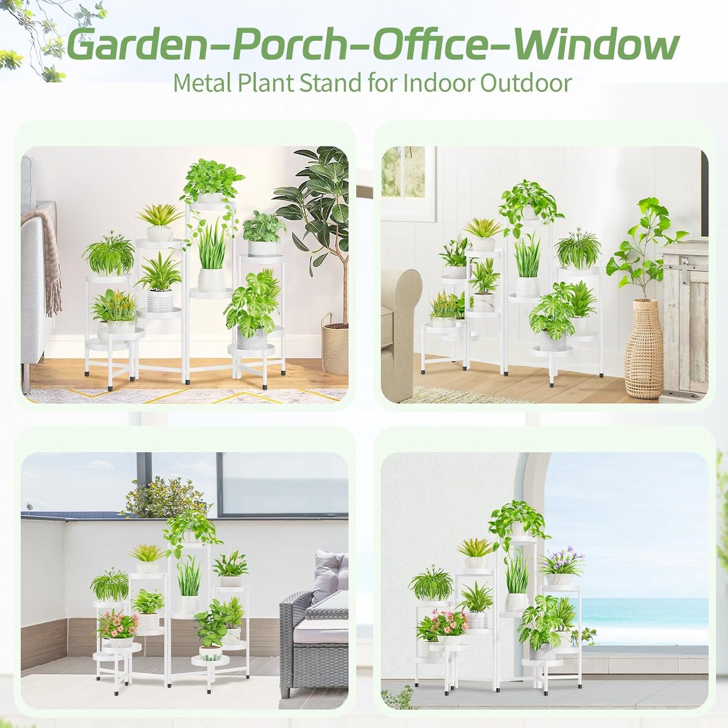 iDavosic.ly Plant Stand Indoor Outdoor, 5 Tier Corner Metal Flower Display Holder Shelf, Folding Tall Orchid Rack for Patio Balcony Porch Garden Living Room House, Black