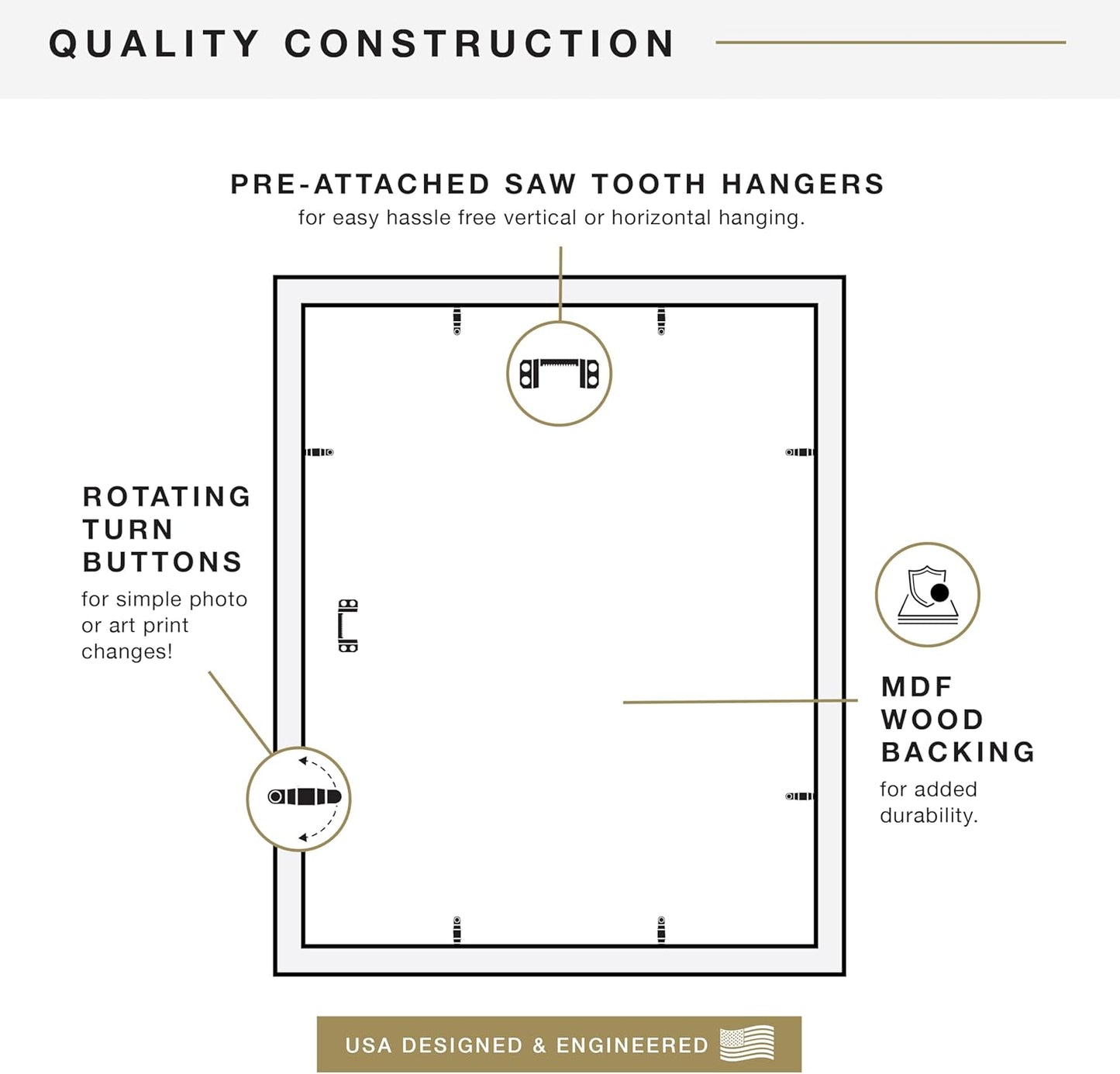 MCS Studio Gallery 16x24 Poster Frame Black Woodgrain Engineered Wood, Vertical & Horizontal Wall Hanging Large Picture Frame for Photos, Posters & Art Prints (1-Pack)
