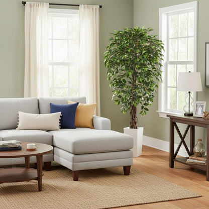 Aveyas 7ft Artificial Olive Tree for Home Decor, 7 Feet Large Faux Plant Fake Skinny Silk Trees with Pot for Indoor Outdoor House Living Room Office (7 ft Tall Including Raised Pot)