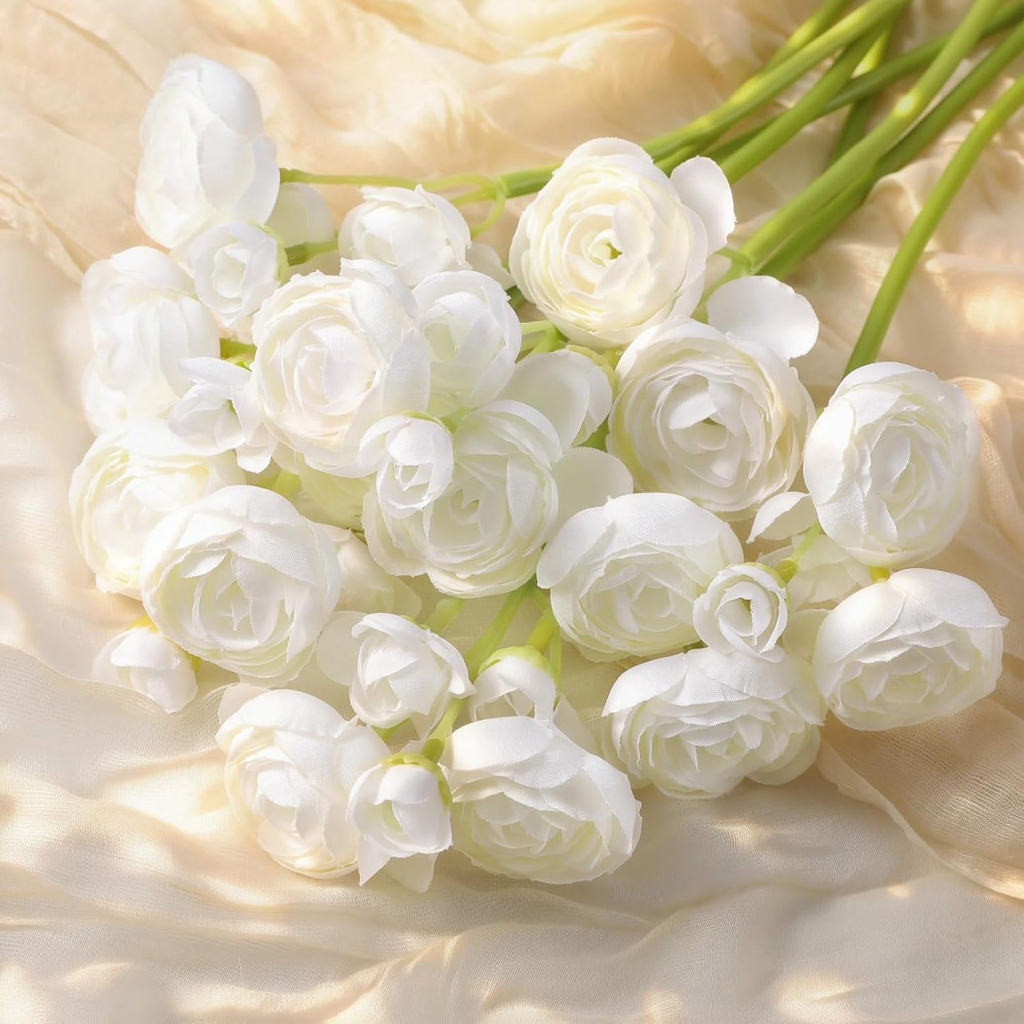 Alupssuc 30Pcs Ranunculus Artificial Flowers Faux Silk Mini Ranunculus, Spring Flowers Artificial Indoor for DIY Bouquets, Bulk Fake Wedding Filler Flowers for Bride Shower Decorations, Shabby Blush
