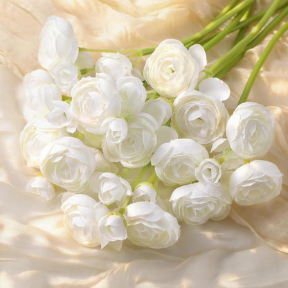 Alupssuc 30Pcs Ranunculus Artificial Flowers Faux Silk Mini Ranunculus, Spring Flowers Artificial Indoor for DIY Bouquets, Bulk Fake Wedding Filler Flowers for Bride Shower Decorations, Shabby Blush
