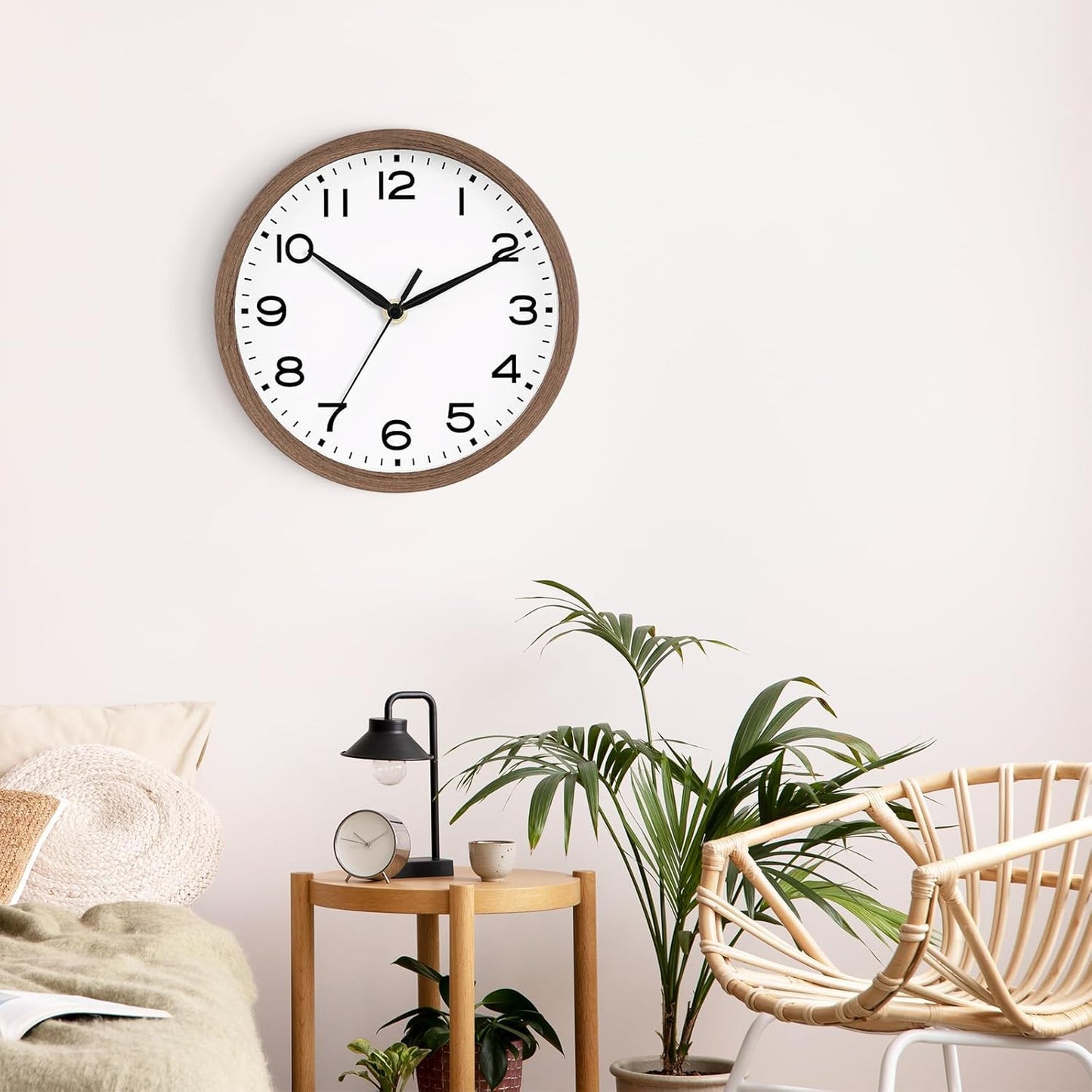 AKCISOT Wall Clock, Modern Small Wall Clocks Battery Operated 8 Inch, Silent Non-Ticking Analog Classic for Office, Home, Bathroom, Kitchen, Bedroom, School(Black)