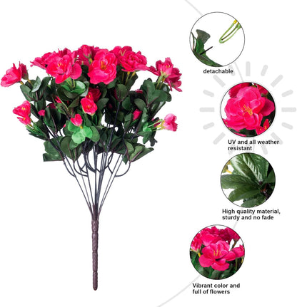 Ivydale Artificial Fake Flowers Plants for Outdoor Outside Spring Decor, Faux Silk Yellow Camellia UV Resistant Look Real for Planter Pot Porch Patio Balcony Garden Yard, 3 Large Bundles