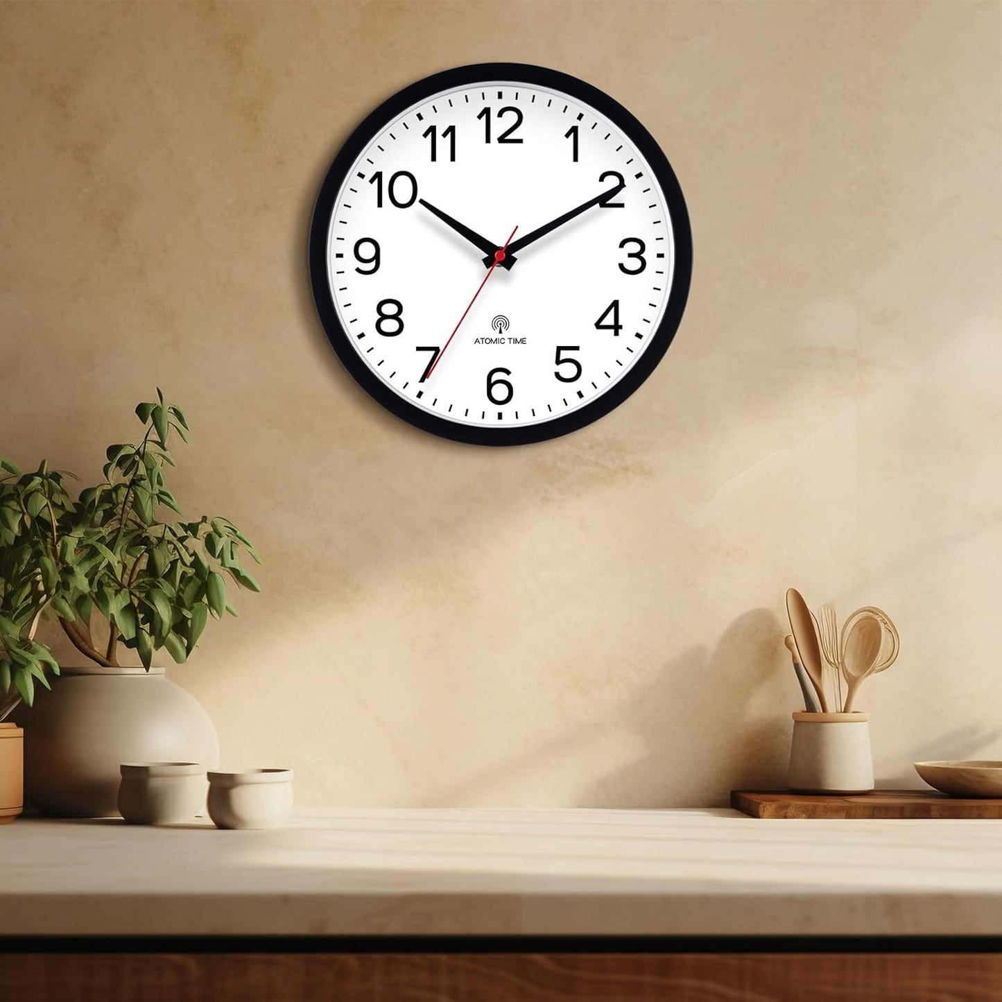 AKCISOT Wall Clock, Modern Small Wall Clocks Battery Operated 8 Inch, Silent Non-Ticking Analog Classic for Office, Home, Bathroom, Kitchen, Bedroom, School(Black)