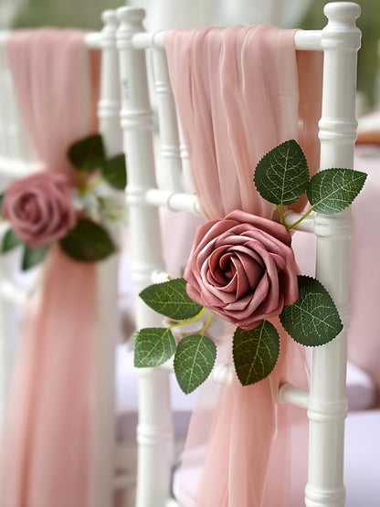InnoGear Artificial Flowers, 50 Pcs Dark Red Foam Fake Roses Bulk with Stems for Mother's Gift Decoration Celebration DIY Wedding Bouquets Centerpieces Bridal Shower Party Christmas Tree