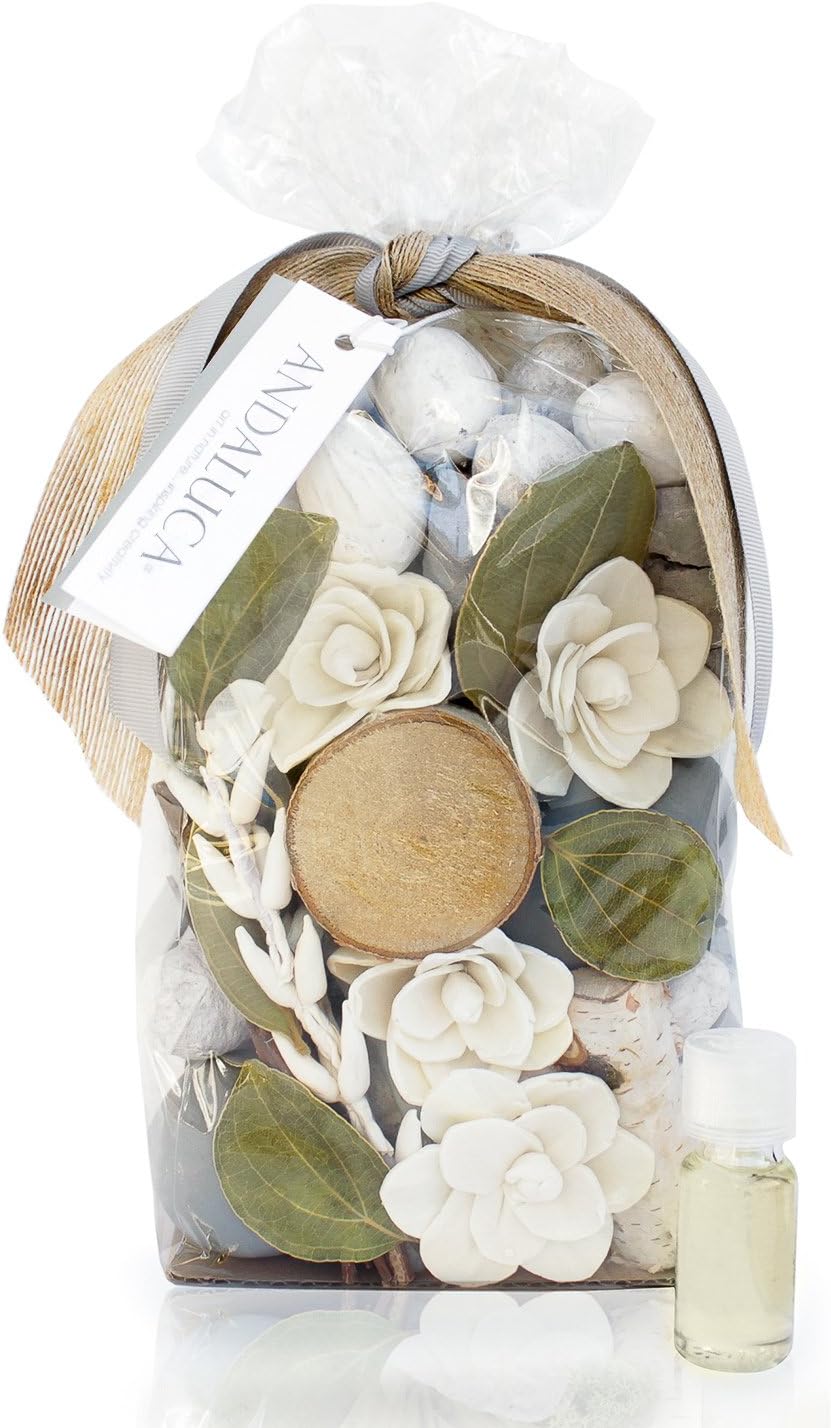 ANDALUCA Secrets of Spring Scented Potpourri | Made in California | Large 20 oz Bag + Fragrance Vial | Notes of Citron, Jasmine and Soft Woods | Floral Spring Home Fragrance