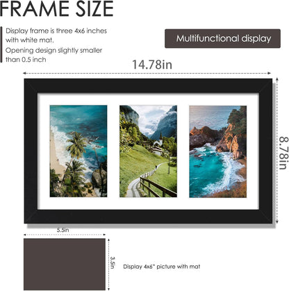 DUENPY 14x26 Collage Picture Frame 4x6 Collage Picture Frame Displays Twelve 4x6 inch Photos Available Horizontal Wall Mounting Display and Vertical Black - Colors A