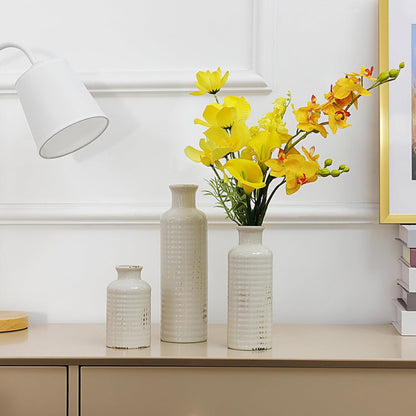 Modern Ceramic Vase Set of 5, Vases Home Decor Rustic Farmhouse Decorative Vase Pottery Vases for Bouquet Pampas Grass Dried Fresh Flowers, Table Living Room Kitchen Bedroom
