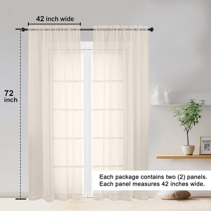 OWENIE Sheer Curtains 84 inches Long 2 Panels Set for Living Room/Bedroom, Rod Pocket Voile Sheer Panel Drapes, White, 2pcs, Each 42" W x 84" L - Colors B