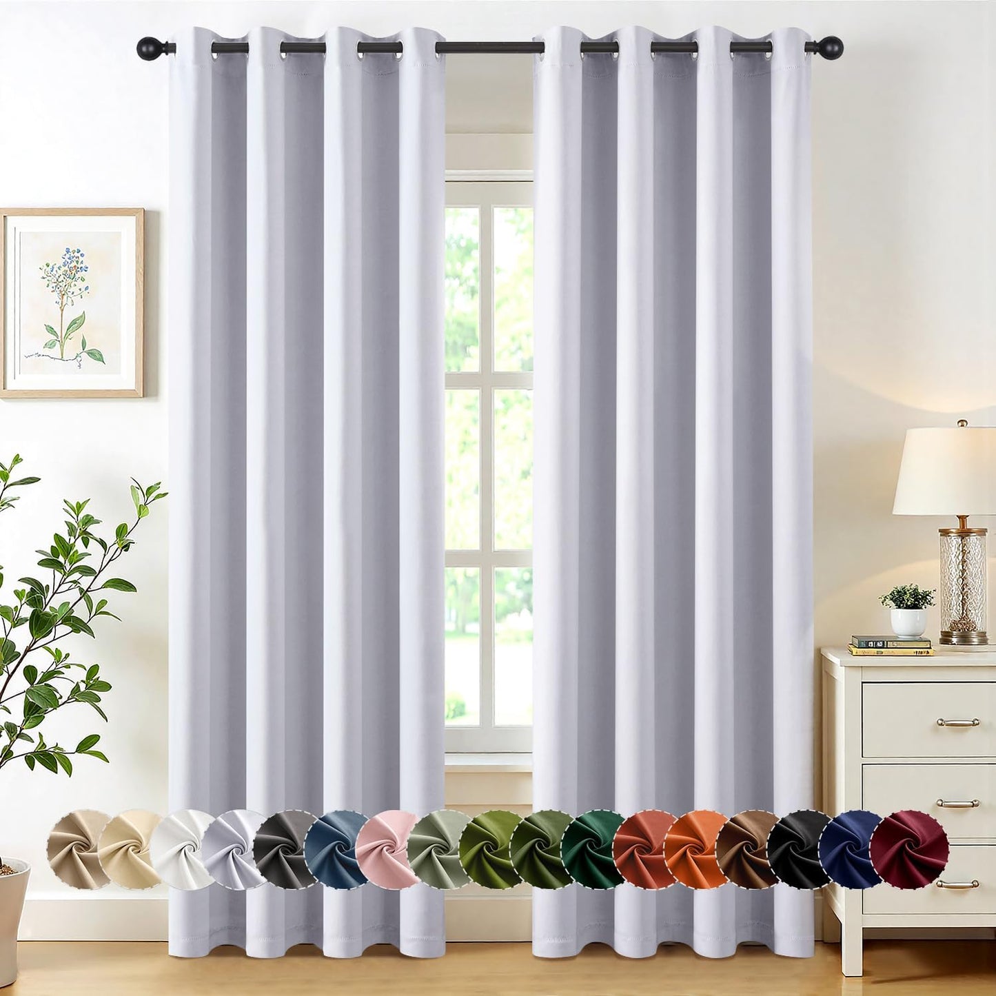 MIULEE Blackout Curtains for Bedroom Living Room 2 Panels, Thermal Insulated Room Darkening Drapes Grommet Noise Reducing Light Blocking Window Treatments 63 Inches Long 40x63 Inch Black - Colors B
