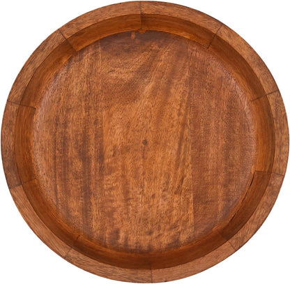 EDHAS Mango Wood Decorative Round Carved Bowl for Decoration, Centerpiece Bowl for Table (10" x 10" x 2.5")