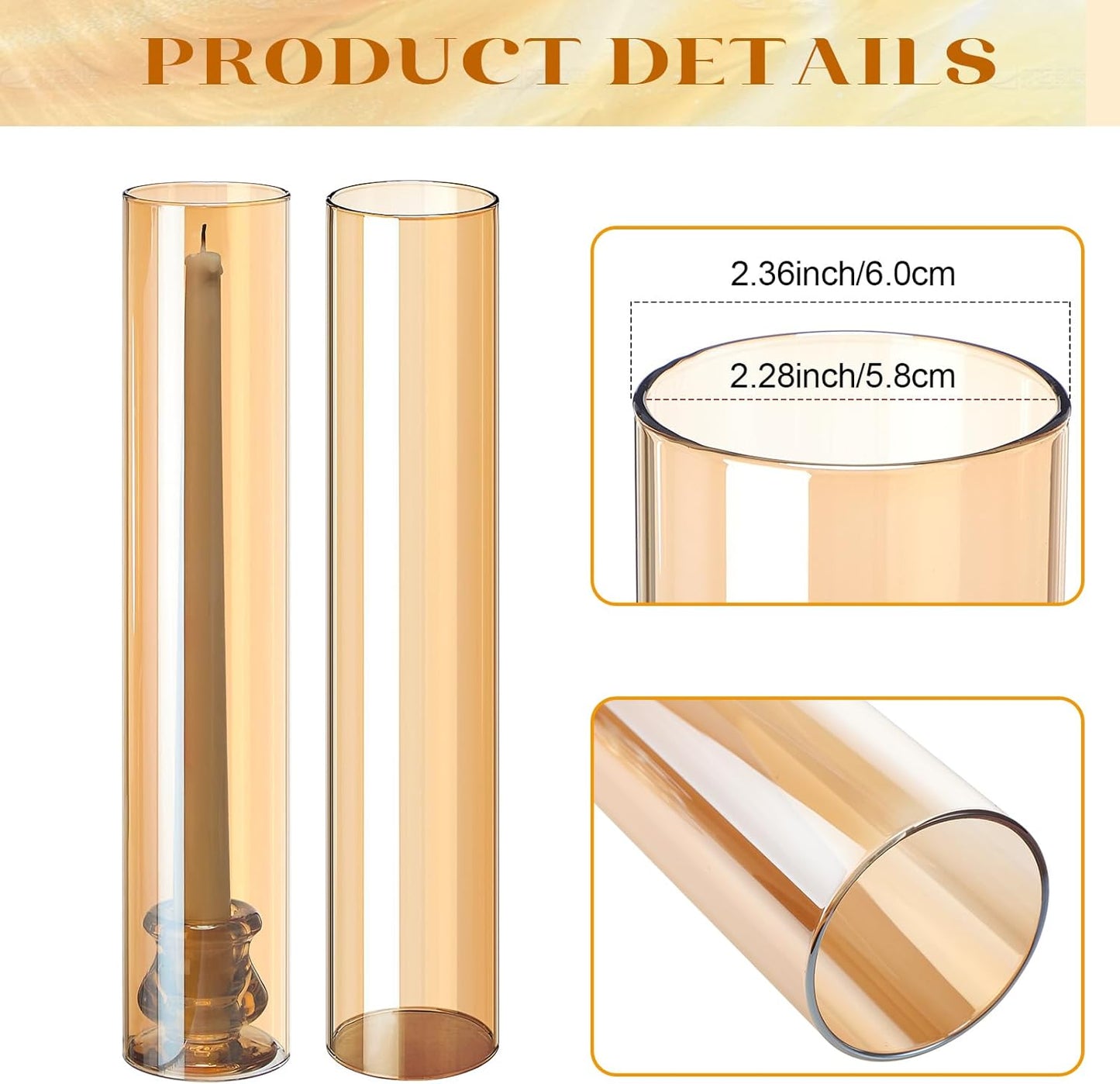 Teenyyou 36 Set Glass Hurricane Candle Holders Bulk 12.6" Open Ended Glass Candleholder Tube Shape Bottomless and 2.2" Taper Clear Candlestick Holders for Wedding Table Centerpiece (Clear)