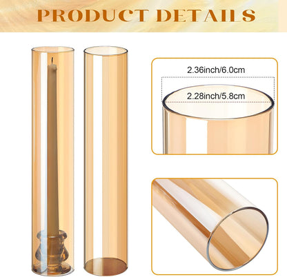 Teenyyou 36 Set Glass Hurricane Candle Holders Bulk 12.6" Open Ended Glass Candleholder Tube Shape Bottomless and 2.2" Taper Clear Candlestick Holders for Wedding Table Centerpiece (Clear)