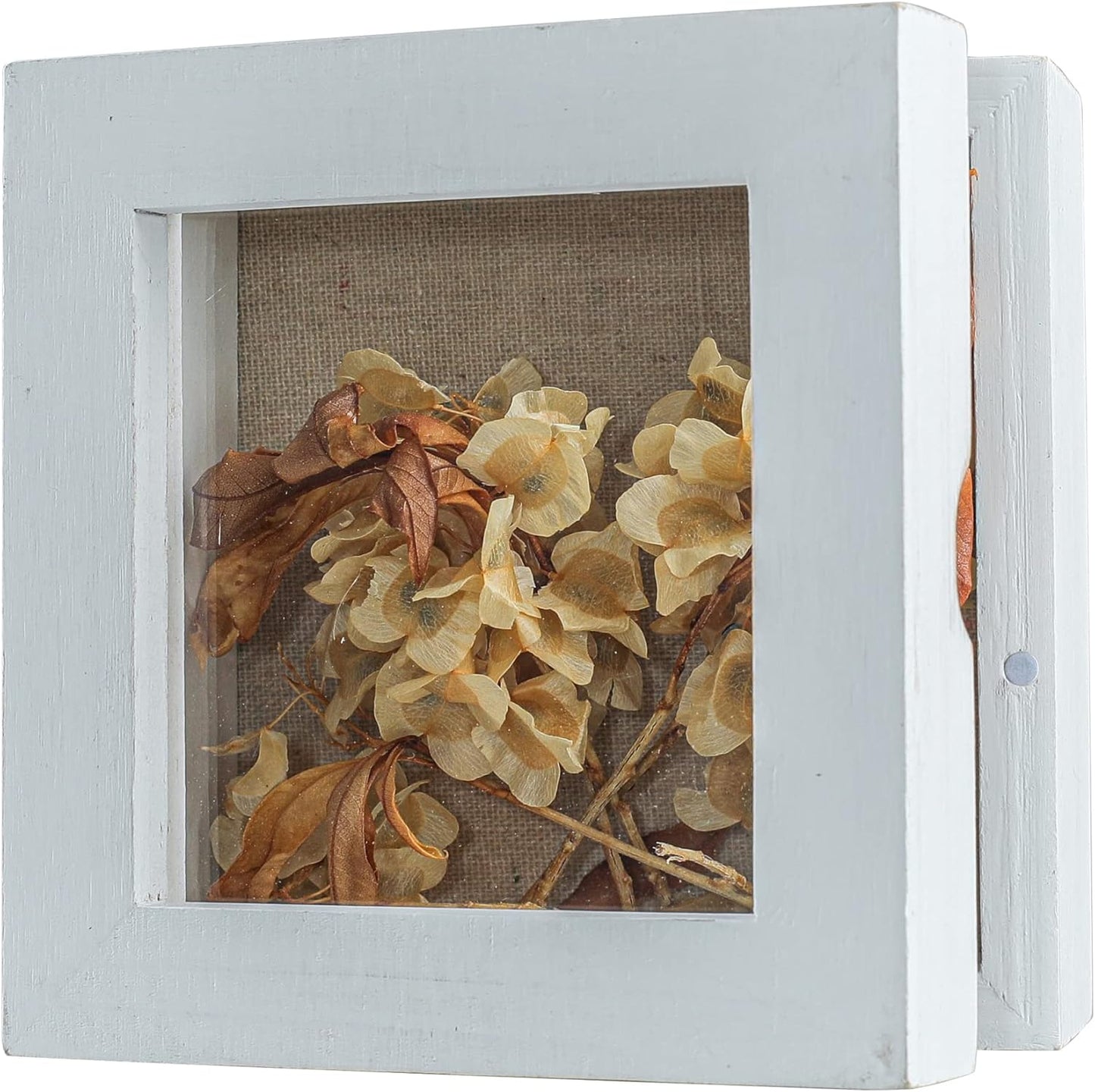 Freezing point Shadow Box Frame 8x8 Shadow Boxes Display Case with Linen Back Memorabilia Awards Medals Bouquet Photos Picture Badge Wedding Memory Box for Keepsakes Carbonized Small Pin Board