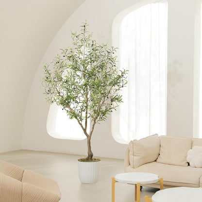 LYERSE Olive Trees Artificial Indoor - Faux Olive Tree 6ft - Fake Olive Tree with Olive Branches and Lifelike Fruits - Artificial Olive Tree for Modern Home Office House Living Room Decor Indoor