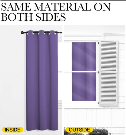 NICETOWN Halloween Pitch Black Solid Thermal Insulated Grommet Blackout Curtains/Drapes for Bedroom Window (2 Panels, 42 inches Wide by 63 inches Long, Black) - Colors D