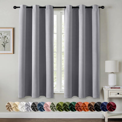 MIULEE Blackout Curtains for Bedroom Living Room 2 Panels, Thermal Insulated Room Darkening Drapes Grommet Noise Reducing Light Blocking Window Treatments 63 Inches Long 40x63 Inch Black - Colors B