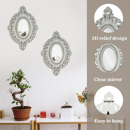 ZEXUIRU 4 Set. Rustic Wall Mirrors for Bedroom Bathroom Living Room Entryway Wood Farmhouse Square Easy to Hang Framed Decorative Accent Hanging Wall-Mounted Mirror Set for Living Room - Black