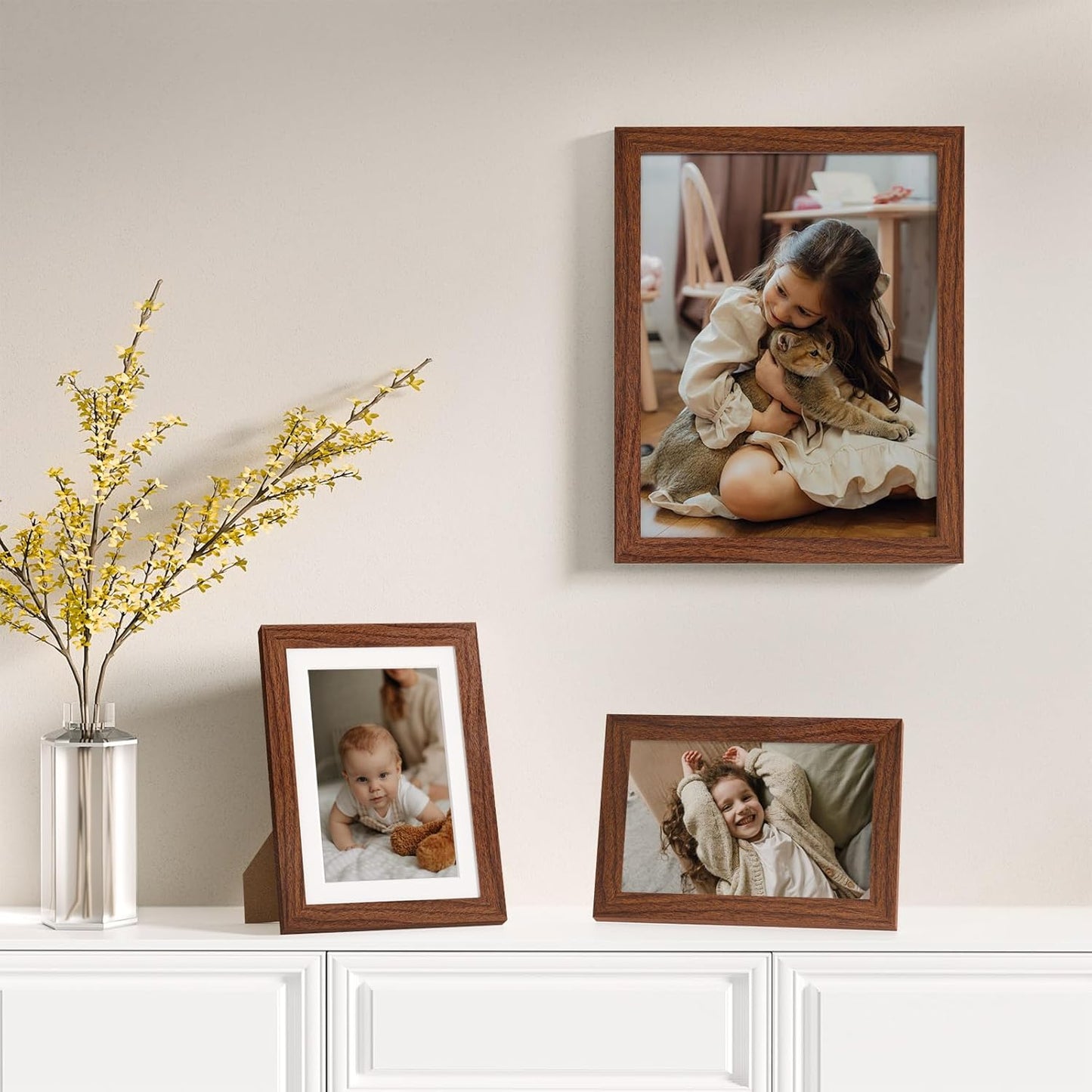 Vittanly 20 Pack Picture Frames Collage Wall Decor, Multi Sizes Including 4pcs 8x10, 8pcs 5x7 and 8pcs 4x6 Photo Frames, Gallery Frame Set for Wall or Tabletop Display, Black, Brown and Dark Grey
