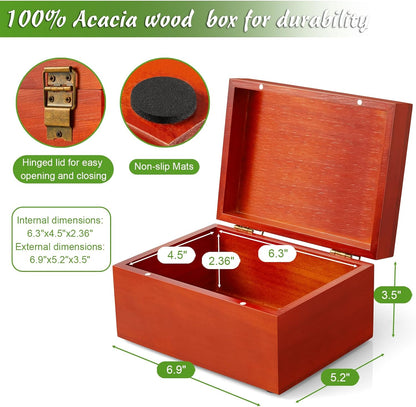 DRASTAR Wooden Keepsake Box, Large Acacia Storage Memory Box with a Hinged Lid for Crafts and Photo Storage