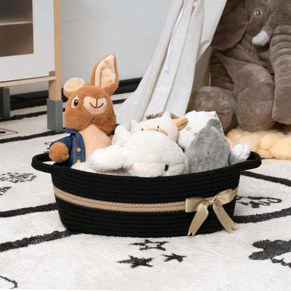 CHICVITA Decorative Gift Basket, Easter Basket for Kids, Woven Rope Storage Baskets with Handles, Nursery Baby Shower Toy Organizer, Grey, 13 x 9.8 x 5 inches
