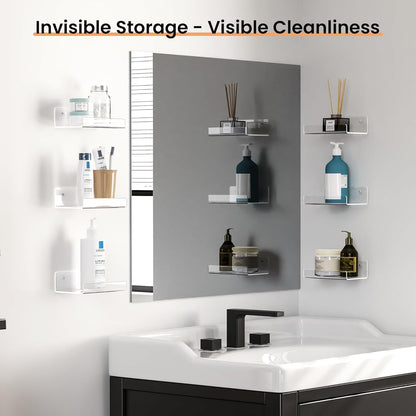 upsimples 6 Pack Acrylic Shelves for Wall Storage, 15" x 4“ Floating Bookshelves for Kids, Display Shelf Organizer for Bathroom, Bedroom, Living Room, Kitchen, Room Decor, Clear
