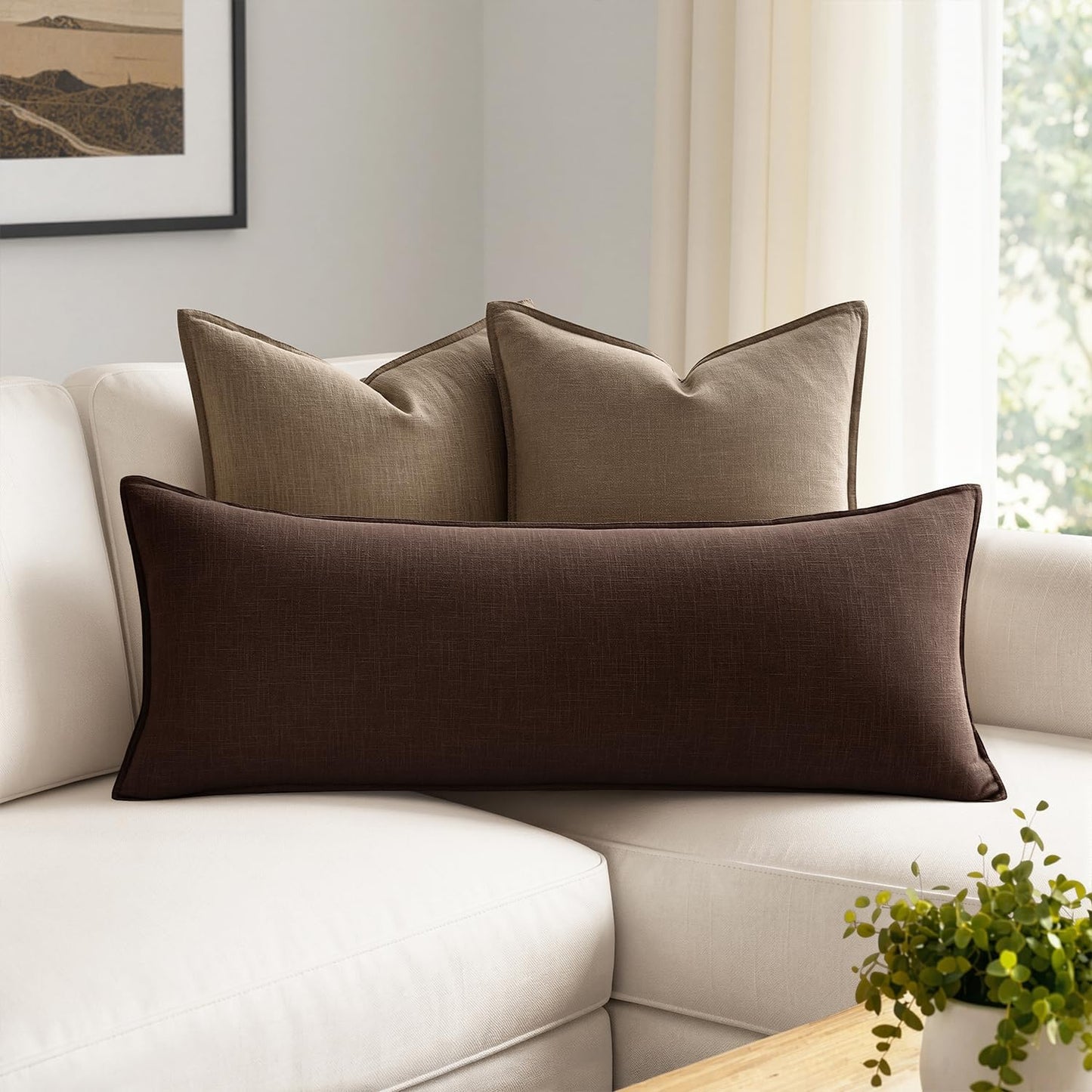 MIULEE Decorative Long Lumbar Throw Pillow Cover for Bed 14x36 Natural Beige Boho Farmhouse Neutral Couch Pillowcase Pack of 1 Accent Modern Sofa Cushion Livingroom Home Decor (Covers Only)