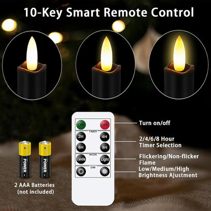 KSWING Upgraded Real Wax Short LED Flameless Taper Candles with Remote, 6 PCS White Candlesticks Battery Operated 3D Flickering - 6" Realistic Fake Candle Sticks for Home/Wedding/Fireplace Xmas Decor