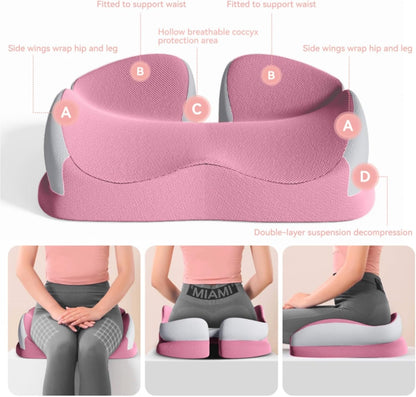 Seat Cushions for Office Chairs Wheelchair Cushion for Long Sitting Back Pain，Memory Foam Seat Car Computer Desk Chair Cushion，Coccyx Cushion for Tailbone Pain Relief Cushion Office Chair Black