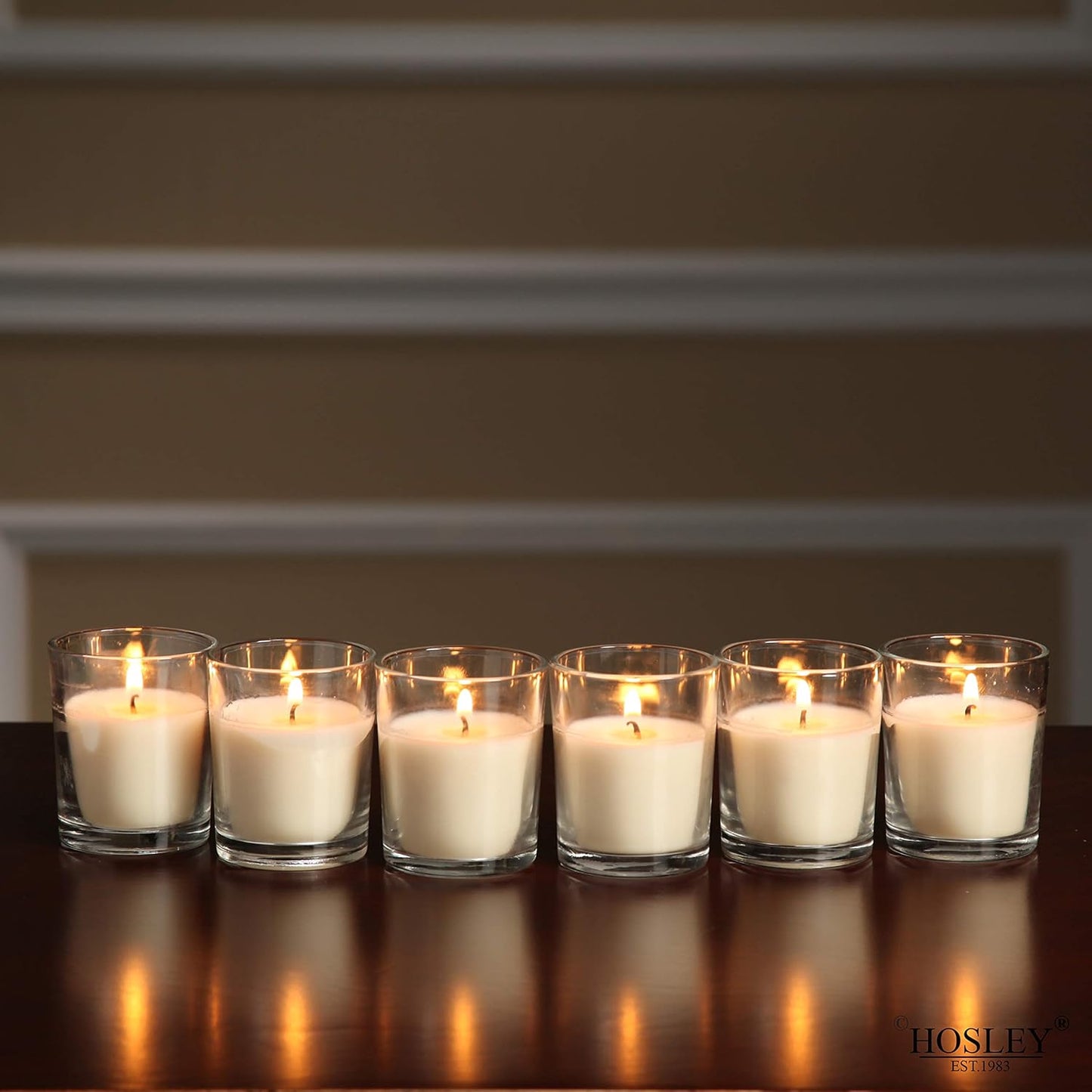 48-Pack Clear Glass Votive Candles – 10–12 Hour Long Burn, Unscented, Ivory, Bulk Set for Weddings, Events & Table Centerpieces – Hosley