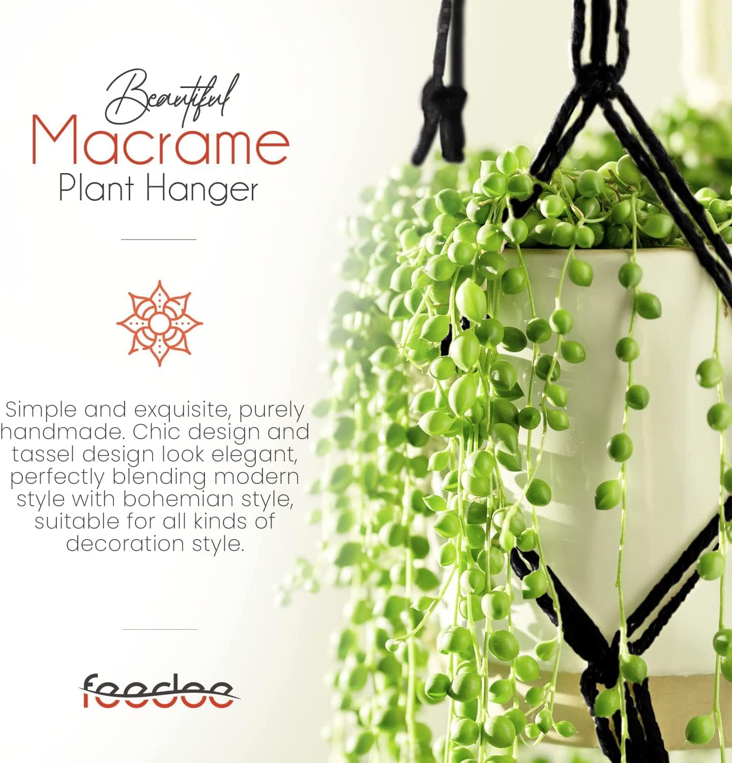 feedee Macrame Plant Hangers Indoor Macrame Hanging Planters for Indoor Plants, 6 Pack Hanging Plant Holders Indoor Hanging, Macromay Plant Hangers for Indoor Plant Hanger, Outdoor Flower Pots Holder