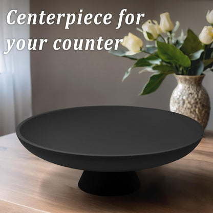 LIN CHUAN Large Decorative Bowl, Modern Resin Pedestal Bowl for Home Decor, Stylish Fruit Bowl for Kitchen Counter, Chic Key Holder for Entry Table, Beige