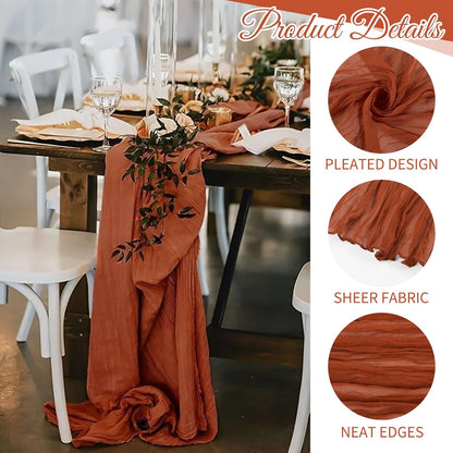 10 Pack Beige Cheesecloth Table Runner 17x108 Inch Boho Gauze Cheese Cloth Table Runners for Wedding Party Baby Shower Birthday Home Decor
