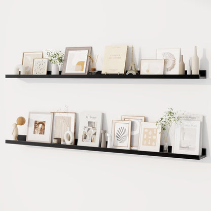 Dreamland Picture Ledge Shelf for Wall, Floating Shelves Set of 2, 48 Inch Long Floating Shelves with Lip for Living Room, Bedroom, Bathroom, Kitchen, White