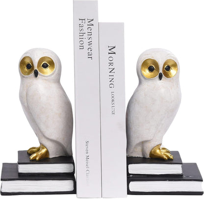 Book Ends for Shelves, Owl Decorative Bookends Bronze Bird Book Stopper Unique Kids Book Holders with Anti-Slip Base Luxurious Bookends for Kids Rooms Office Home Decor(Bronze)