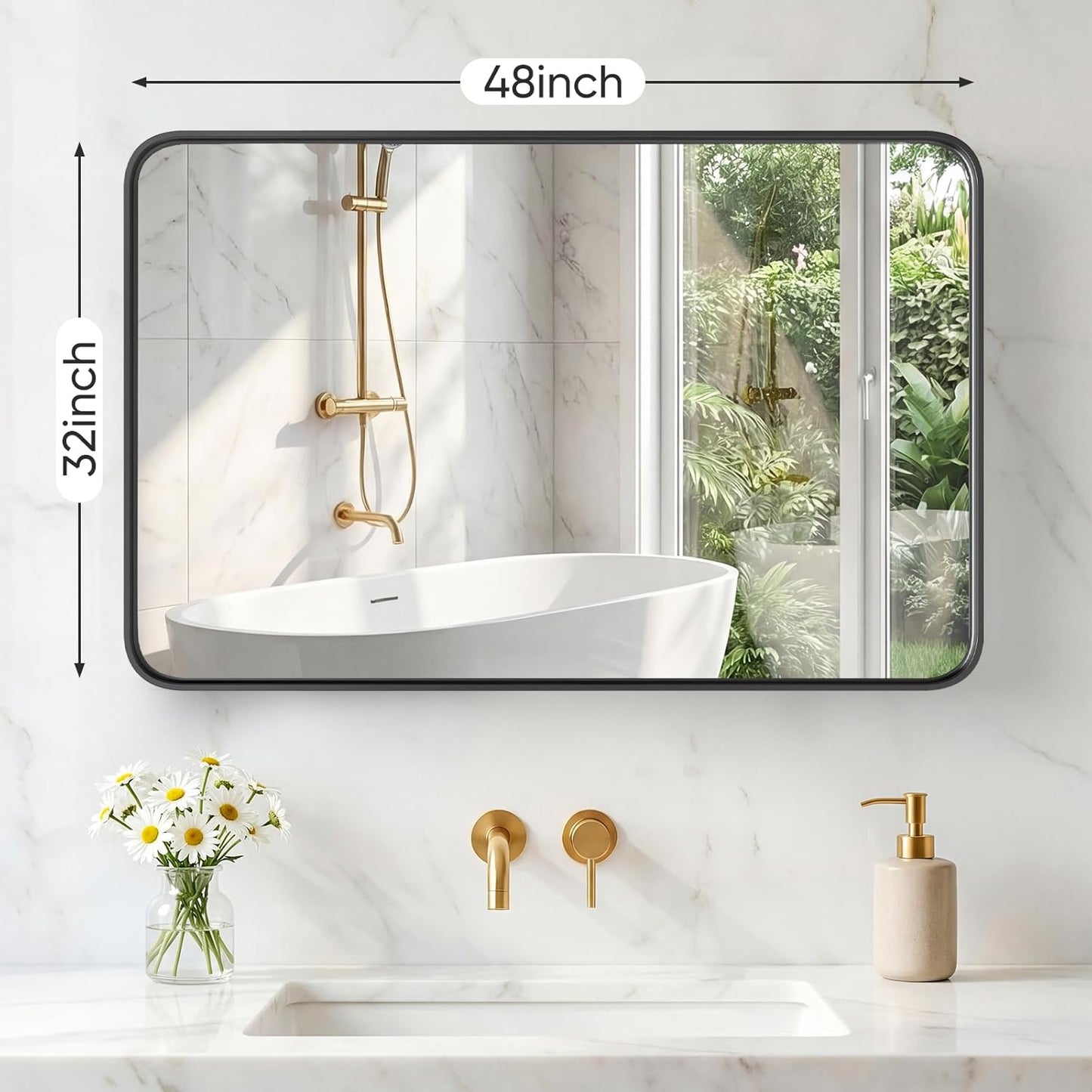 NEWBULIG Gold Round Wall Mirror 36 Inch, Bathroom Mirrors for Over Sink, Wall Decor for Bathroom, Entryway, Bedroom, Vanity